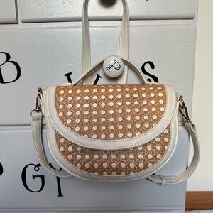 Altar'd State White and Straw Crossbody Bag